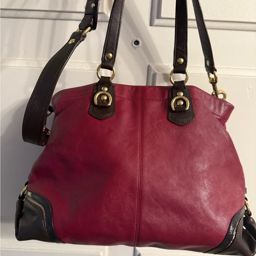 Coach Red and Brown Shoulder Bag - Picture 5 of 13